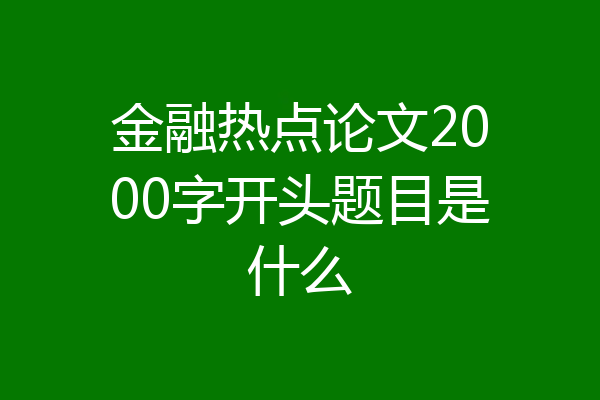 金融热点论文2000字开头题目是什么