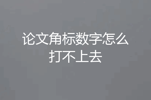 论文角标数字怎么打不上去