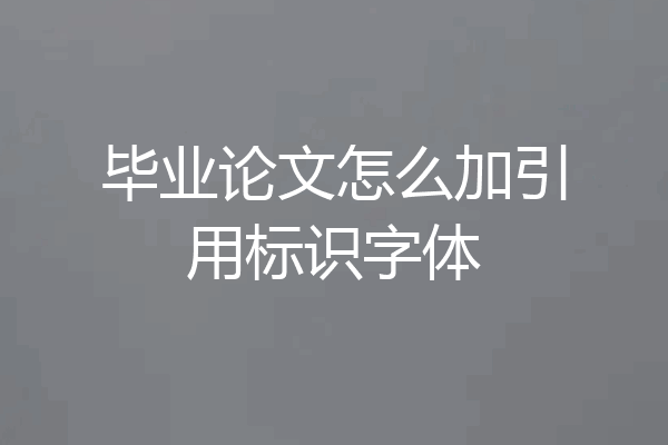 毕业论文怎么加引用标识字体