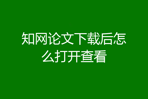 知网论文下载后怎么打开查看