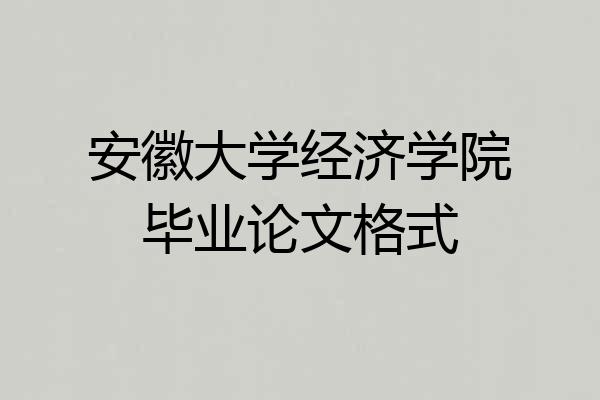 安徽大学经济学院毕业论文格式