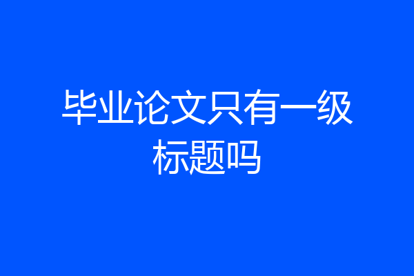 毕业论文只有一级标题吗