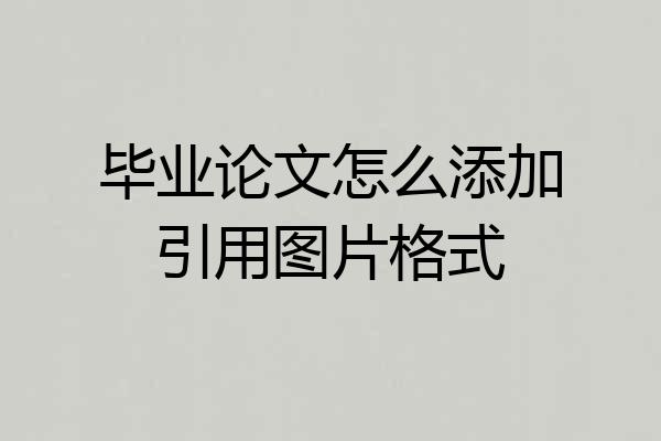 毕业论文怎么添加引用图片格式