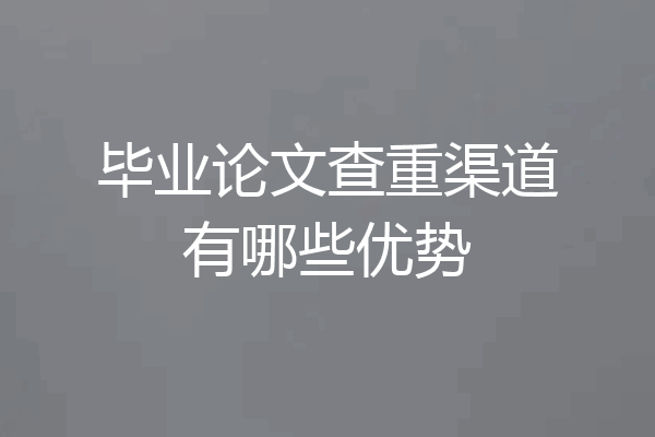毕业论文查重渠道有哪些优势
