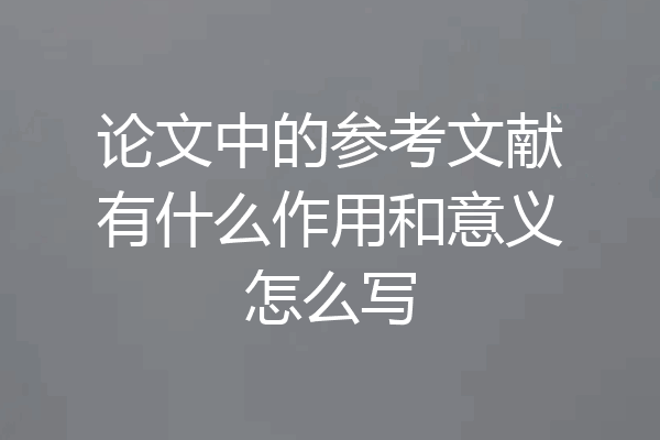 论文中的参考文献有什么作用和意义怎么写
