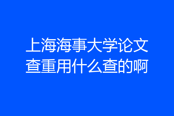 上海海事大学论文查重用什么查的啊
