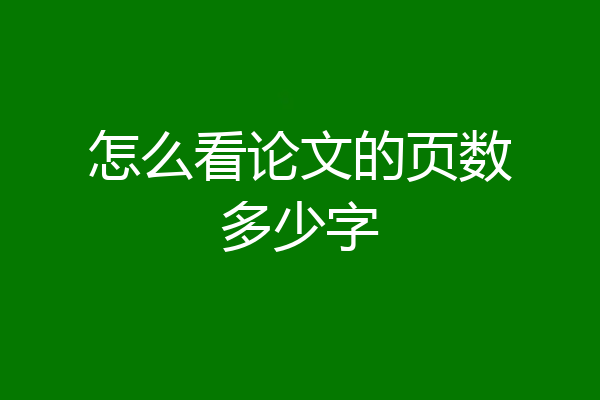 怎么看论文的页数多少字
