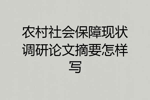 农村社会保障现状调研论文摘要怎样写