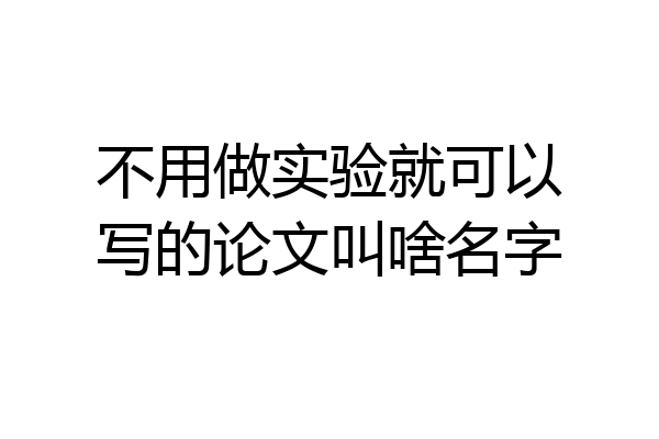 不用做实验就可以写的论文叫啥名字