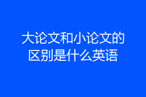 大论文和小论文的区别是什么英语