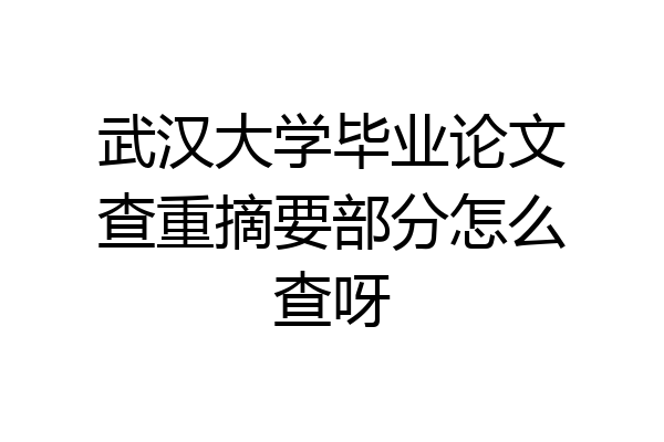 武汉大学毕业论文查重摘要部分怎么查呀