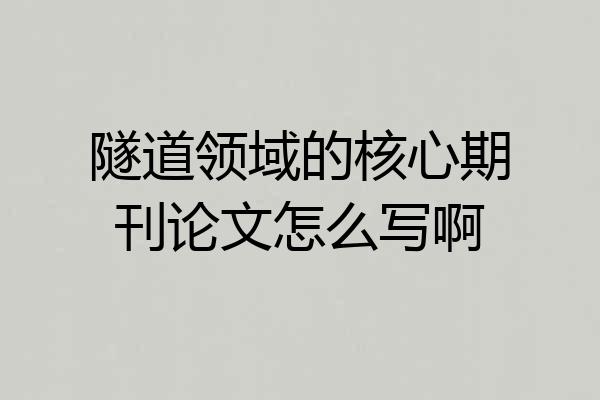 隧道领域的核心期刊论文怎么写啊