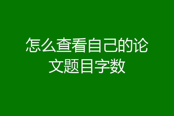 怎么查看自己的论文题目字数
