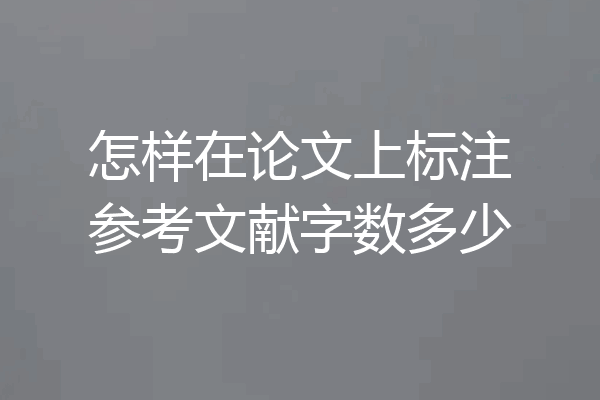 怎样在论文上标注参考文献字数多少