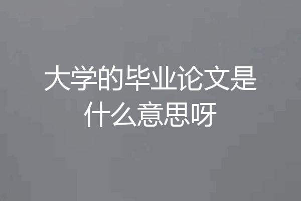 大学的毕业论文是什么意思呀