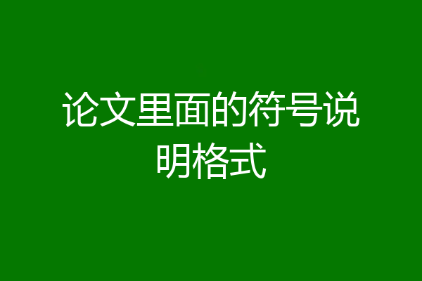 论文里面的符号说明格式