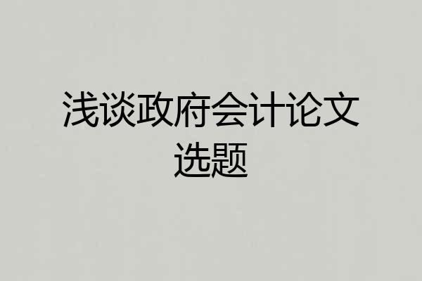 浅谈政府会计论文选题