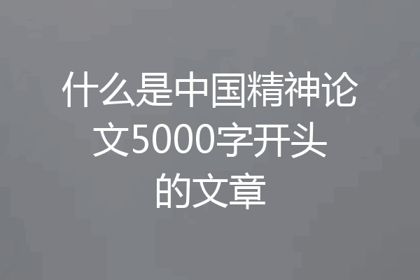 什么是中国精神论文5000字开头的文章