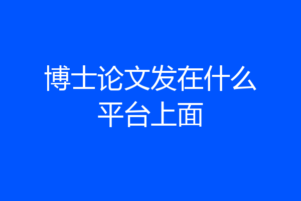 博士论文发在什么平台上面