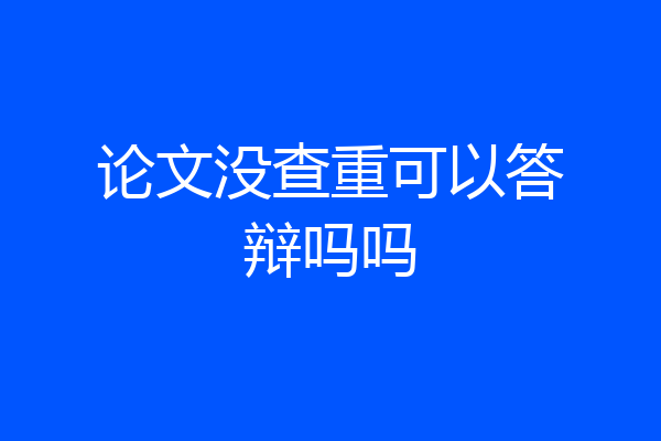 论文没查重可以答辩吗吗