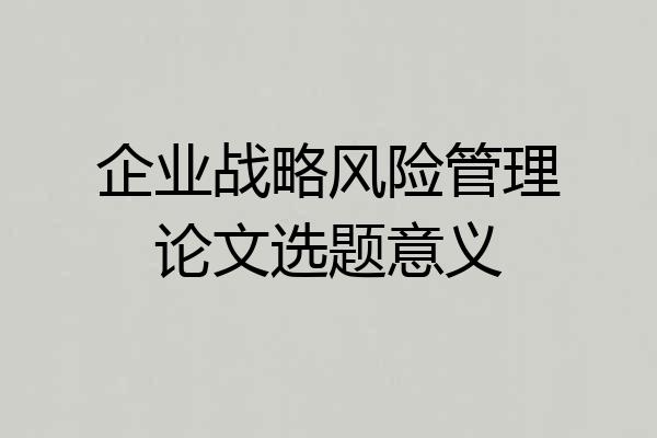 企业战略风险管理论文选题意义