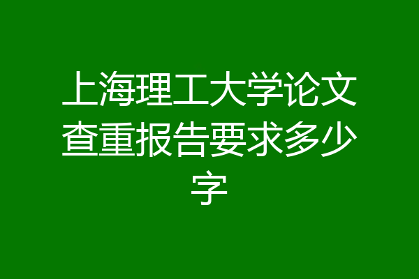 上海理工大学论文查重报告要求多少字