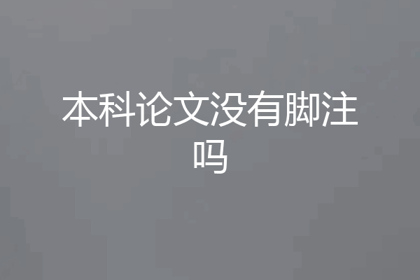本科论文没有脚注吗