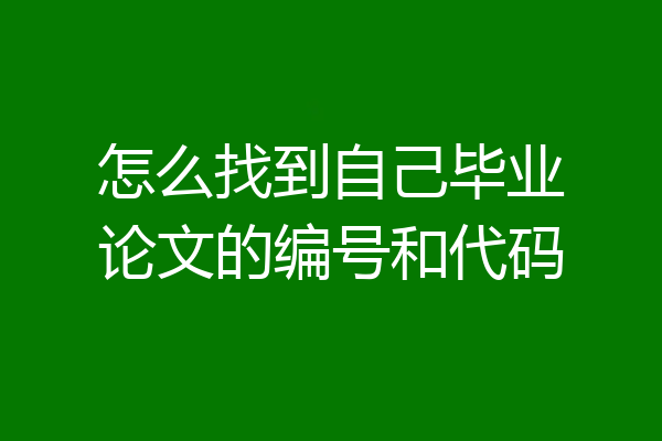 怎么找到自己毕业论文的编号和代码