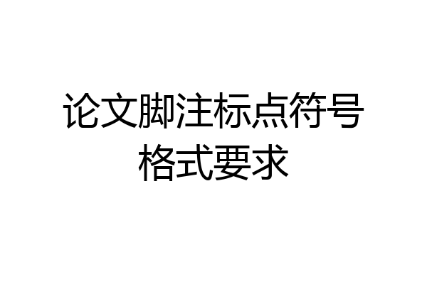 论文脚注标点符号格式要求