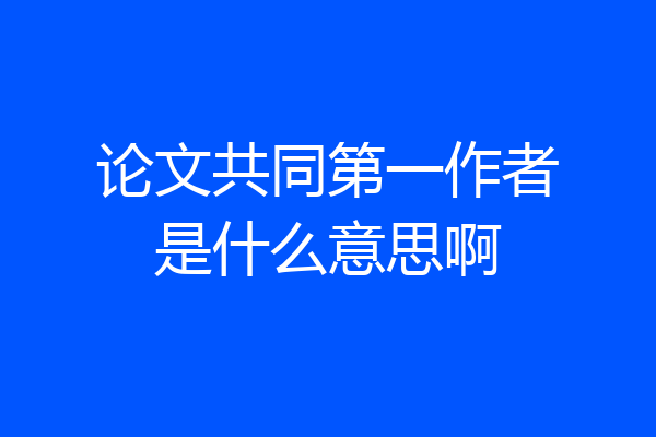 论文共同第一作者是什么意思啊