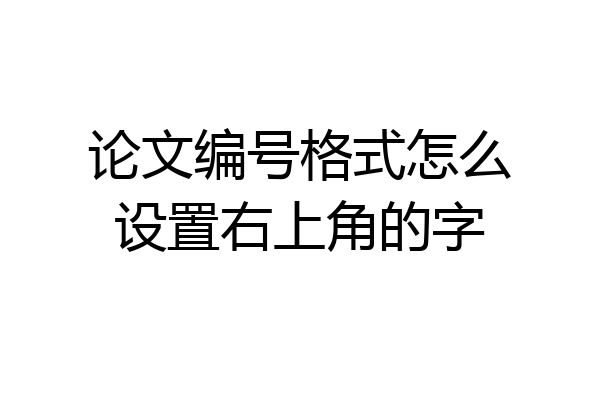 论文编号格式怎么设置右上角的字