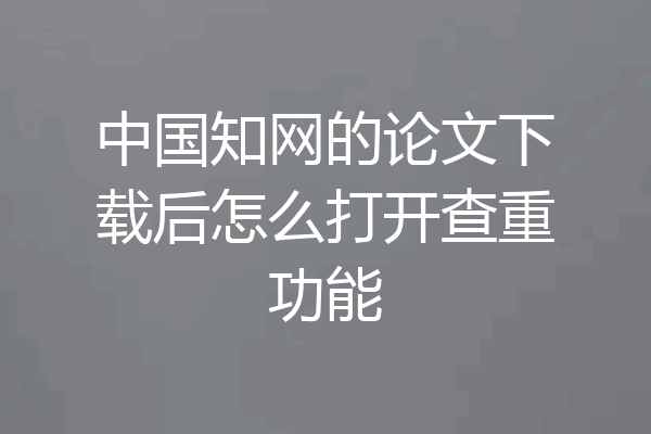 中国知网的论文下载后怎么打开查重功能