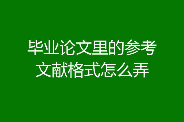 毕业论文里的参考文献格式怎么弄