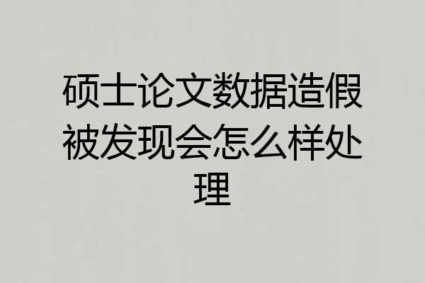 硕士论文数据造假被发现会怎么样处理