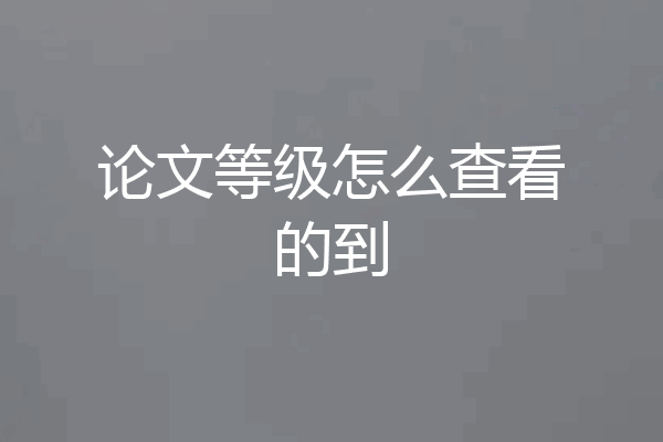 论文等级怎么查看的到