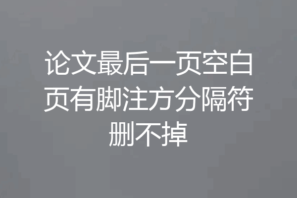 论文最后一页空白页有脚注方分隔符删不掉