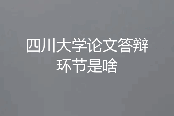四川大学论文答辩环节是啥