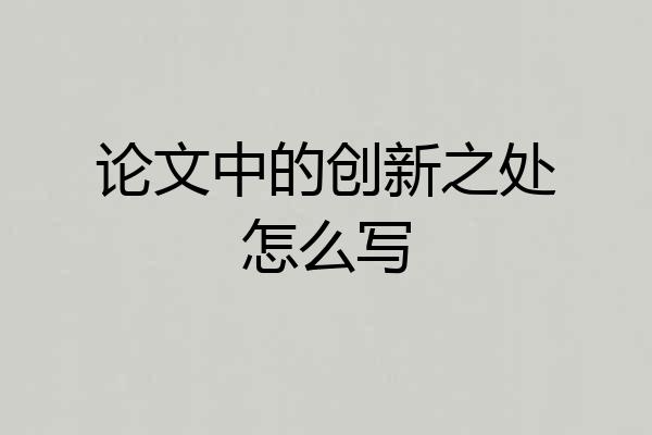 论文中的创新之处怎么写