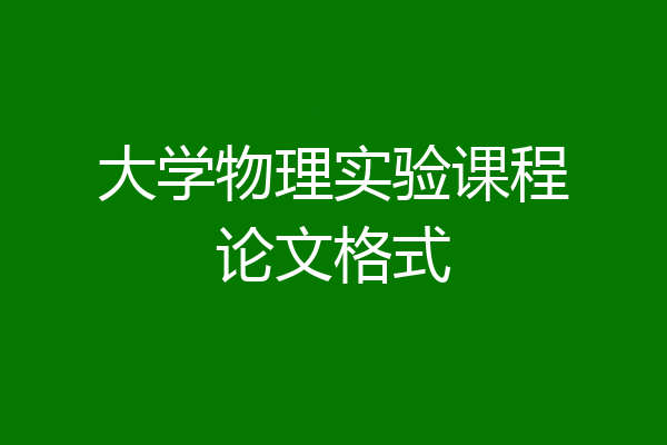 大学物理实验课程论文格式