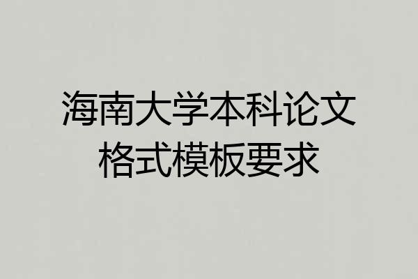 海南大学本科论文格式模板要求