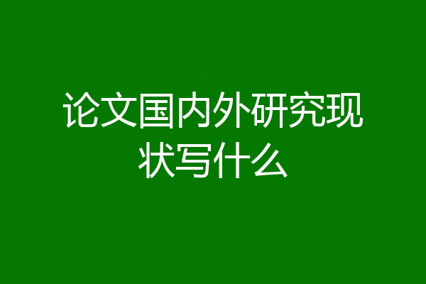 论文国内外研究现状写什么