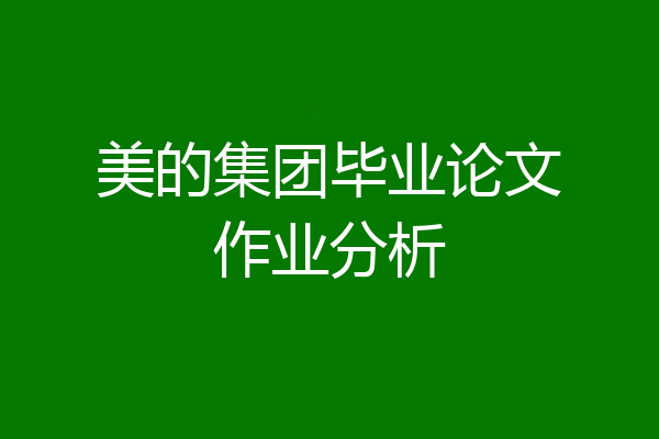 美的集团毕业论文作业分析