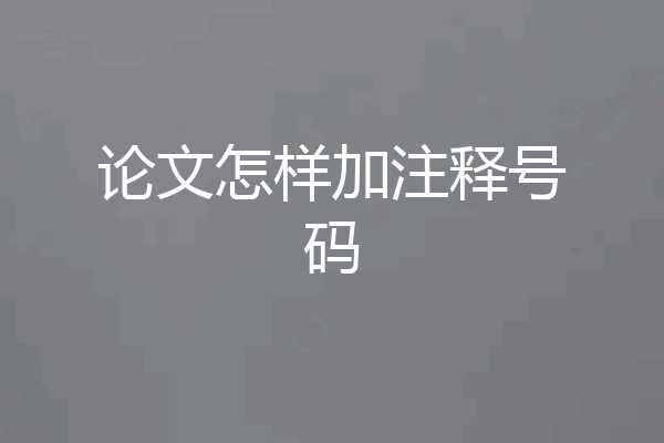 论文怎样加注释号码