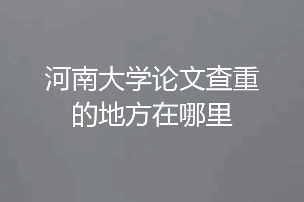 河南大学论文查重的地方在哪里