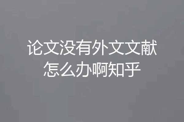 论文没有外文文献怎么办啊知乎