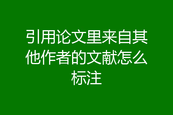 引用论文里来自其他作者的文献怎么标注