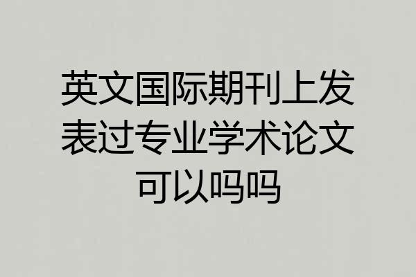 英文国际期刊上发表过专业学术论文可以吗吗