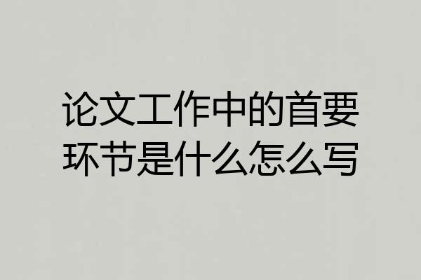 论文工作中的首要环节是什么怎么写