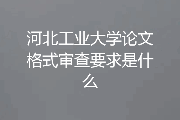 河北工业大学论文格式审查要求是什么