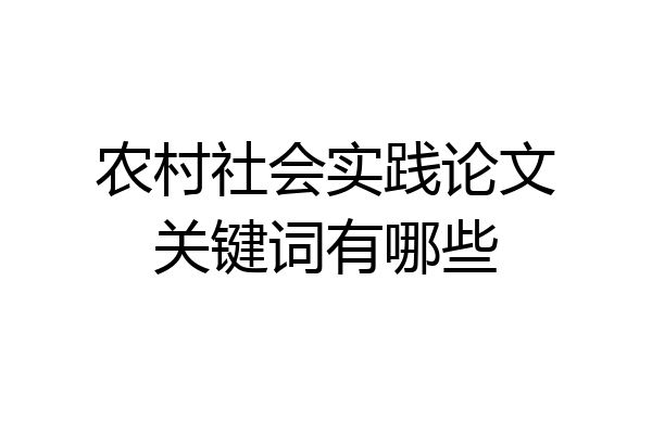 农村社会实践论文关键词有哪些